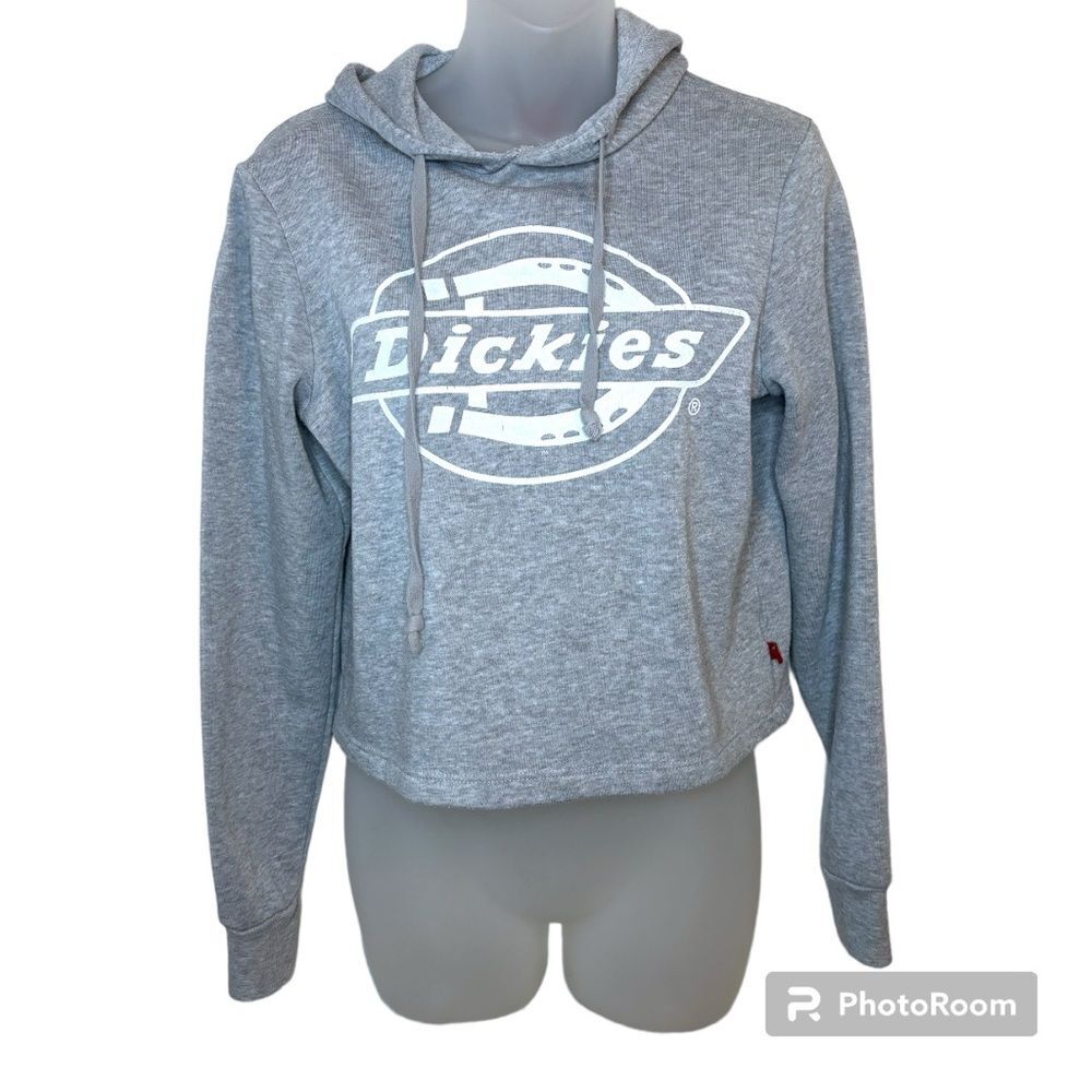 Dickies Women’s Gray Pull Over Cropped Hoodie Sweater Size XS